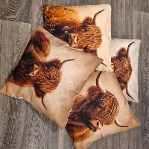 Cushion Covers - Set of 4 'vintage highland cow'