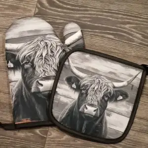 Black and White Oven glove and Pot Mitt